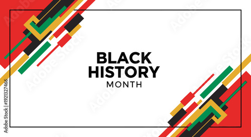 Black History Month Abstract Background with Red, Yellow, Green, and Black Geometric Shapes