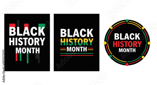 Black History Month Celebration Diverse Graphic Design with Red, Yellow, Green Colors