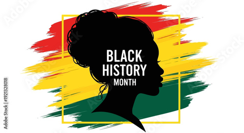Black History Month Silhouette of Woman with African American Flag Colors