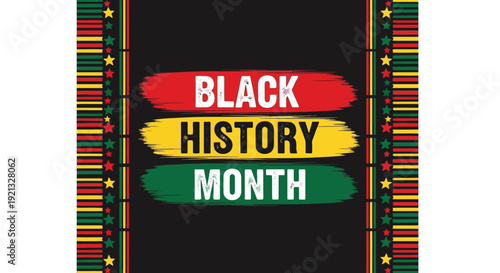 Black History Month Celebration with Pan-African Colors and Stars - Graphic Design