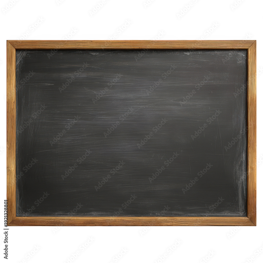 Fototapeta premium Empty vintage wooden framed black chalkboard isolated on transparent background