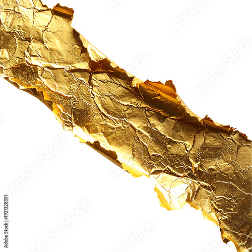 Metallic gold torn edge texture transparent background for scrapbook flyer design
