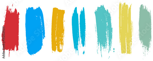 Hand Drawn Paint Stroke Shapes. Set of textured multi colored brush strokes