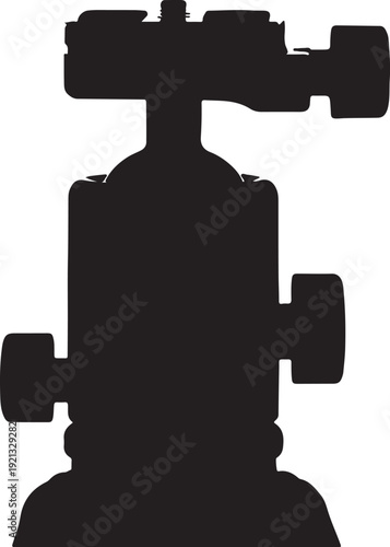Black silhouette of a mechanical device isolated on transparent background