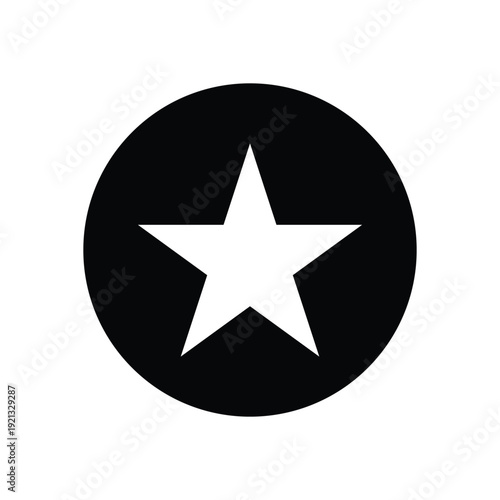 A black circle with a white star in the center on a plain white background