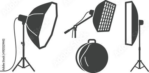Studio softbox icon vector for professional photography lighting