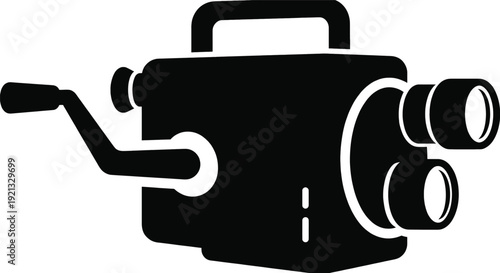 Movie camera silhouette icon for vintage cinema concept