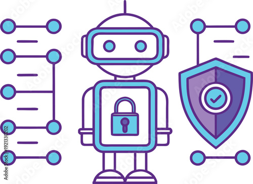 Artificial Intelligence Security System. Cyber Security Technology Concept. Digital Data Protection Network. Smart AI Defence System. Secure Cloud Computing Technology. Future Technology