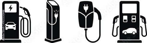Electric vehicle charging station icon flat vector design