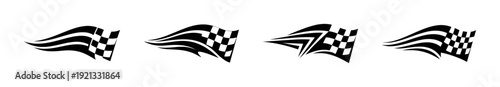Checkered flag vector icons set. racing symbols and competition flags