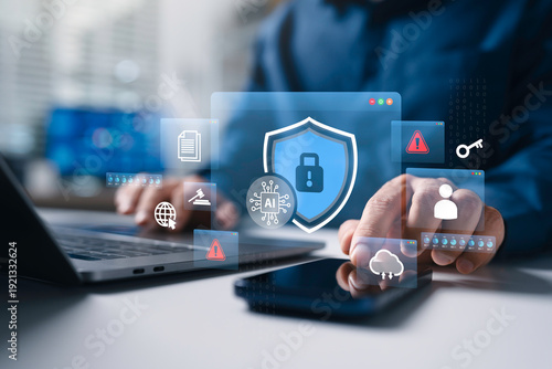 Fotografia AI ethics governance for data privacy compliance, artificial intelligence security, cyber protection