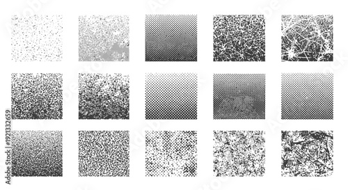 Set of 15 Grunge Textures and Halftone Patterns for Design Backgrounds