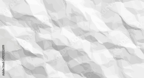 Abstract crumpled white paper texture background with soft shadows and highlights
