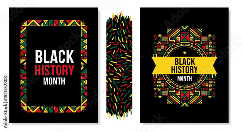 Black History Month Celebration Designs with African American Colors and Patterns