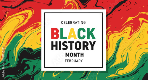 Celebrating Black History Month in February with Red, Yellow, and Green Abstract Background