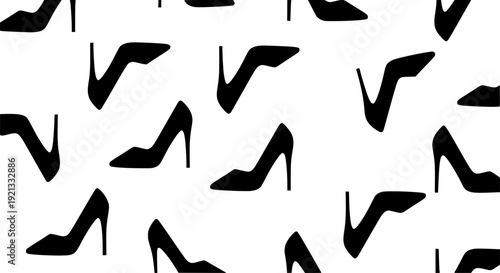 Seamless Black High Heel Shoe Vector Pattern Geometric Fashion Illustration