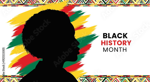 Black History Month Silhouette Profile with African Heritage Colors