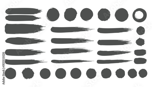 hand-drawn brush strokes and circular shapes, rendered in a minimalist, monochromatic style against a stark white background.