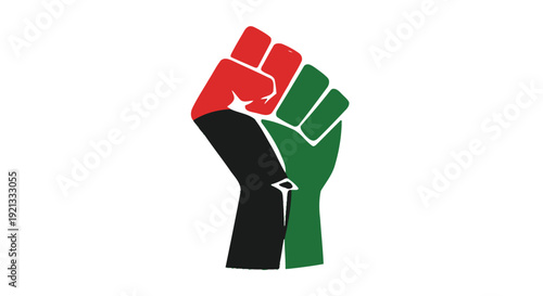 Black Fist Raised in Solidarity, Symbolizing Unity, Power, and Resistance