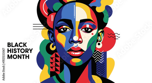 Vibrant Abstract Portrait of a Black Woman Celebrating Black History Month
