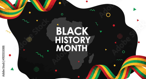 Black History Month Celebration with African Map and Festive Elements