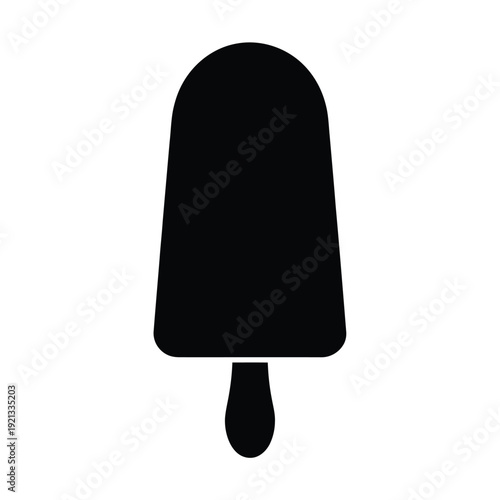 Simple black silhouette of a popsicle on a white background