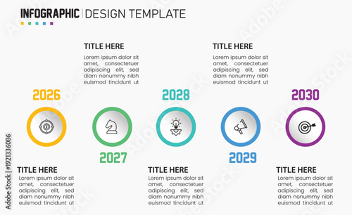 3D Circular Timeline Infographic – 5 Step Business Roadmap (2026–2030)