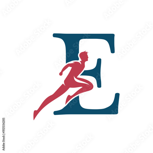 Running Man Logo Combine With Letter F Vector Template
