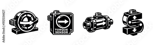 Mechanical tools vector icons set. engineering, industrial equipment symbols