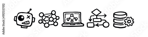 AI, Machine Learning, Data Science and Automation Technology Icons