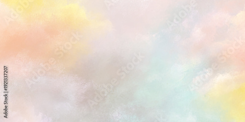 abstract pastel watercolor background with soft brush strokes of pastel colors including baby blue, pale pink, and lemon yellow.