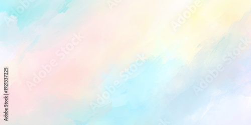 abstract pastel watercolor background with soft brush strokes of pastel colors including baby blue, pale pink, and lemon yellow.