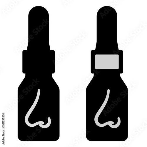 Black dropper bottle icons with nose symbol