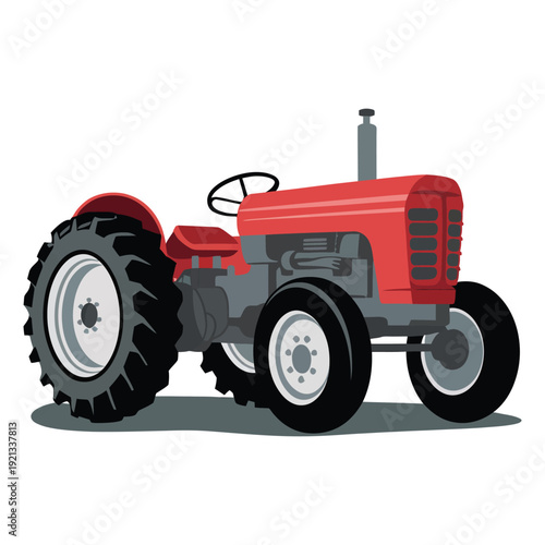 red tractor isolated on white