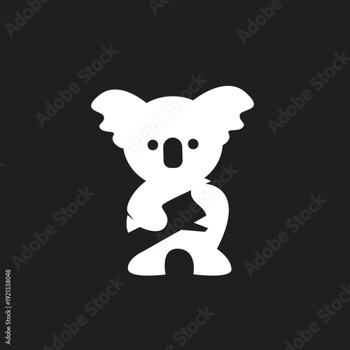 White Koala Bear Number Two Logo Design on Black Background