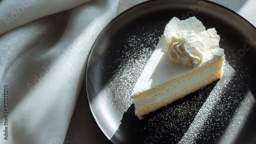 STYLE: Close-up Shot Top view | EMOTION: Tempting I SCENE: Angel cake| TAGS: High-end food photography, clean composition, dramatic lighting, luxurious, elegant, mouth-watering, indulgent, gourmet | C
