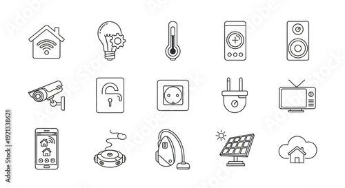Smart Home Technology Icons Collection.