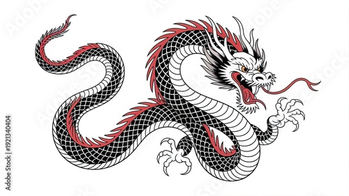 Dragon Snake Tattoo Design in Japanese Traditional Style. made with generative Ai 