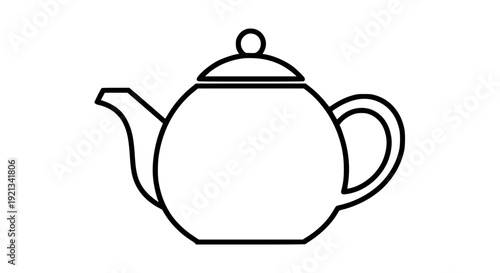 Vector Outline Teapot Icon Black Minimal Tea Pot Illustration for Web Design