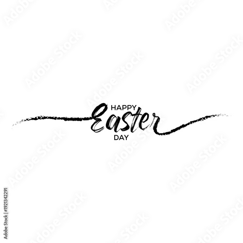 Happy easter day line style calligraphy. Modern vector holiday lettering. Easter Day typography design with swooshes for greeting cards and poster.