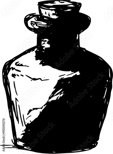 Vintage Blue Glass Bottle with a Cork Stopper