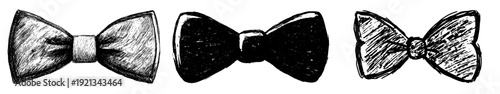 A whimsical blue bow tie, hand-drawn with a shaky hand