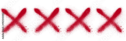 Four Red X Marks in Spray-Painted Rhythm: A Minimalist Study of Repetition, Texture, and Urban Aesthetic