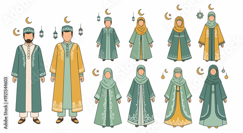 Diverse Muslim Attire - A Collection of Traditional Garments.