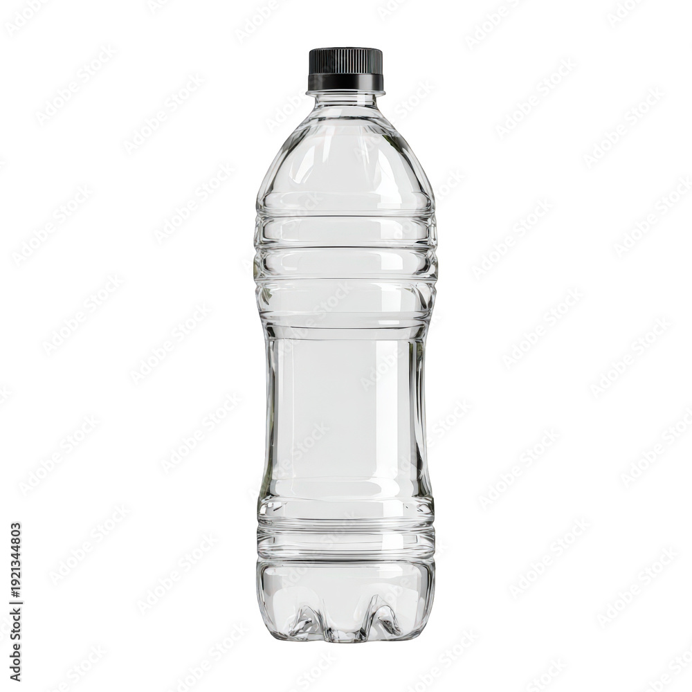 Naklejka premium Clear plastic water bottle with cap isolated on transparent background