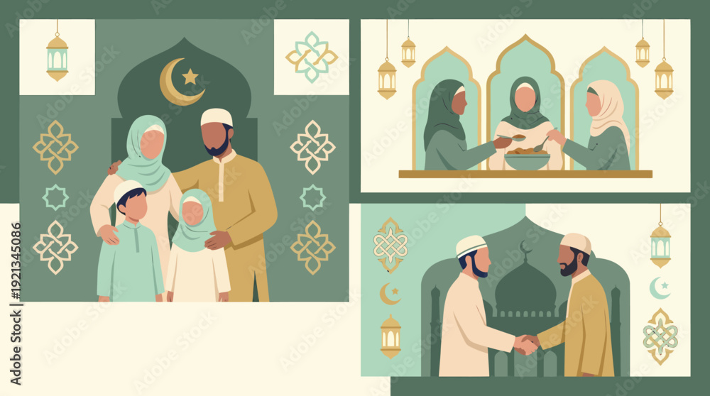 Fototapeta premium Eid Mubarak Celebrations - Family, Friends, and Festive Greetings.
