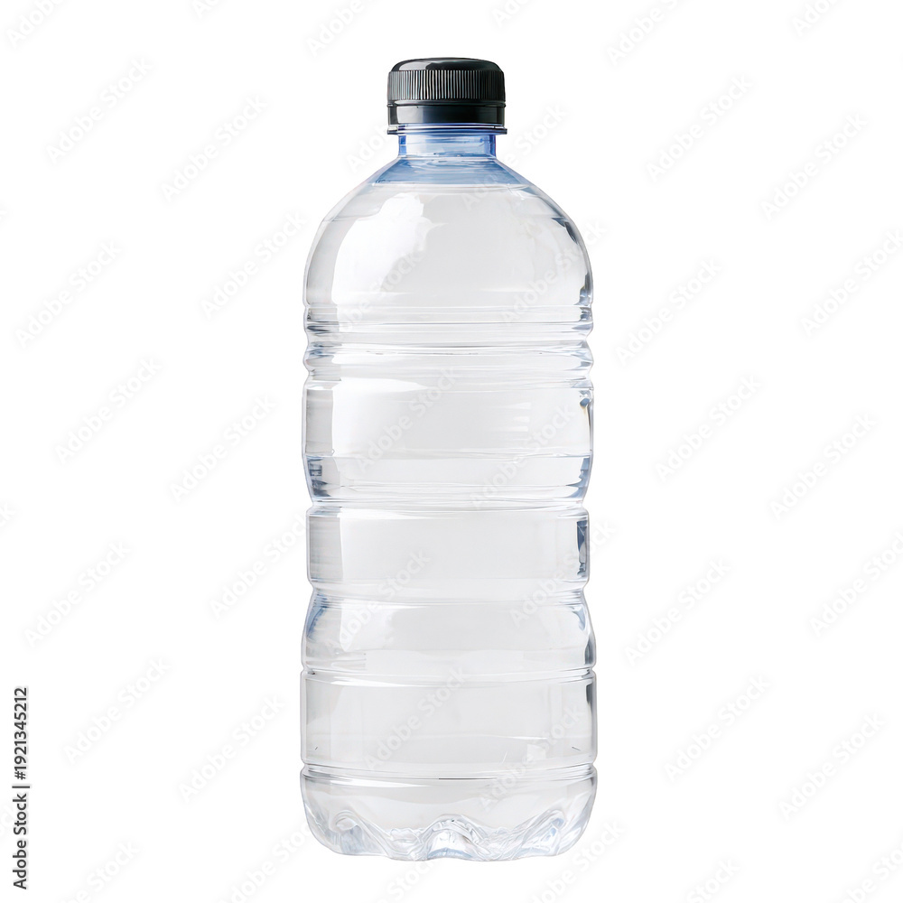Naklejka premium Clear plastic water bottle with cap isolated on transparent background