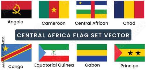 Central africa flag set vector illustrationCentral africa flag set vector illustration