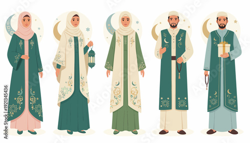 Elegant Muslim Eid Outfits - A Collection of Traditional Attire.