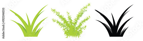 Grass Plant Silhouette Set – Natural Foliage Clipart Vector Collection